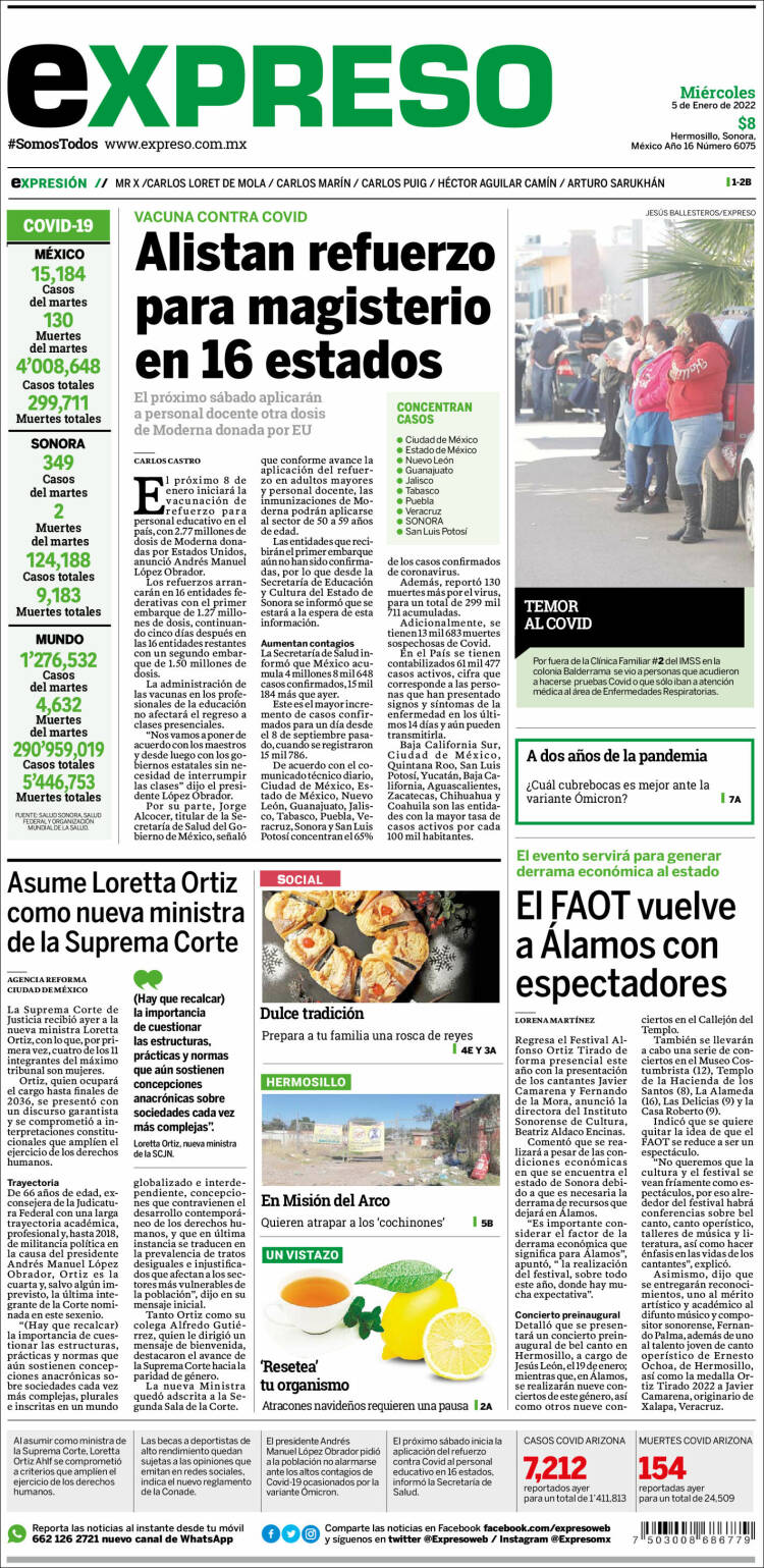 Portada de Expreso (M&eacute;xico)