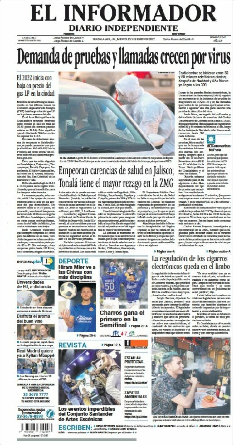 Portada de El Informador (M&eacute;xico)