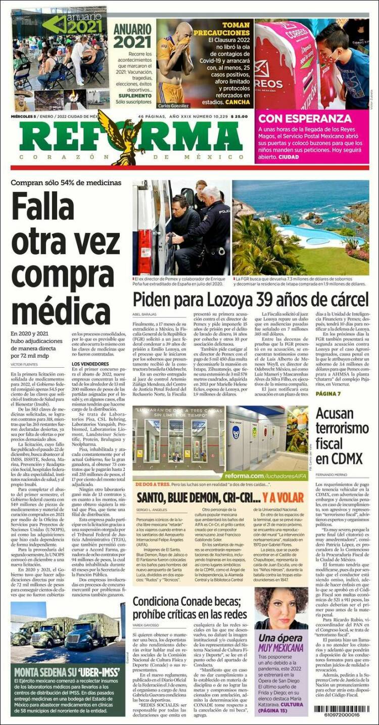 Portada de Reforma (M&eacute;xico)