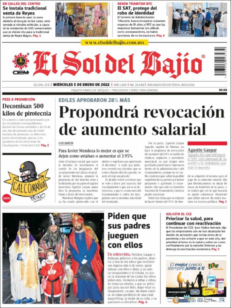 Portada de El Sol del Bajio (M&eacute;xico)