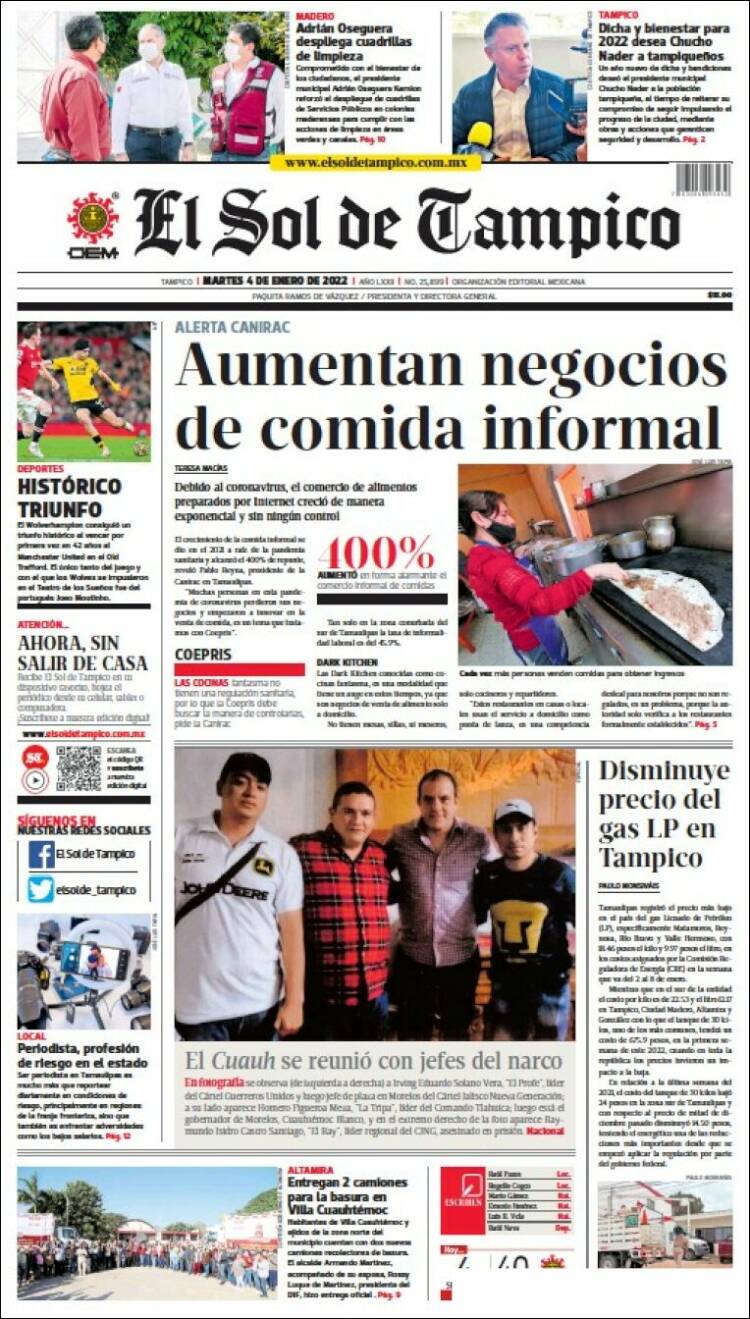 Portada de El Sol de Tampico (M&eacute;xico)