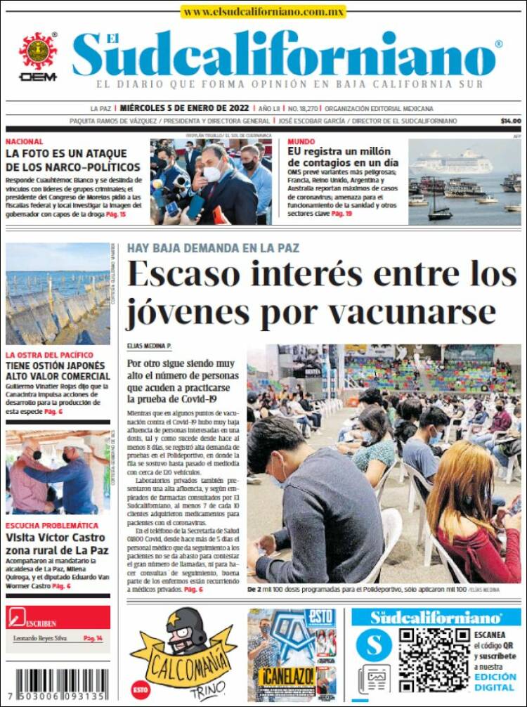 Portada de El Sudcaliforniano (M&eacute;xico)