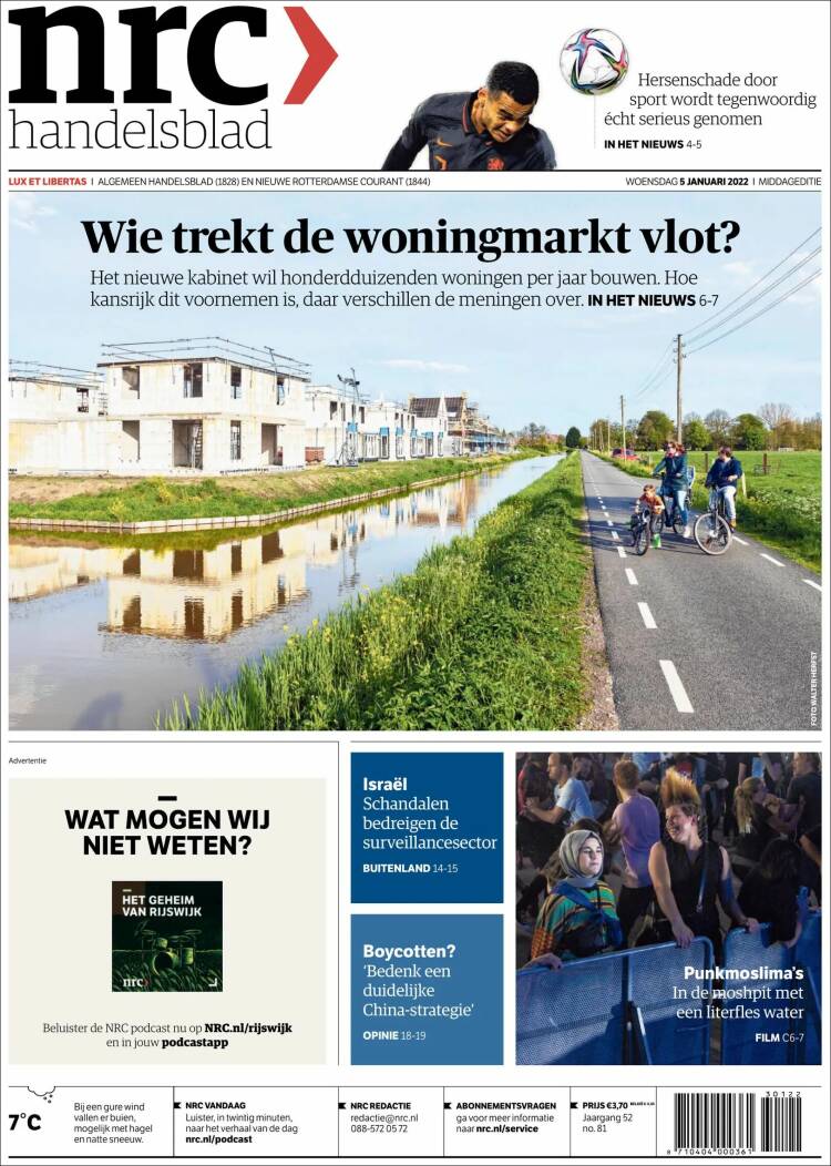 Portada de NRC Handelsblad (Pa&iacute;ses Bajos)