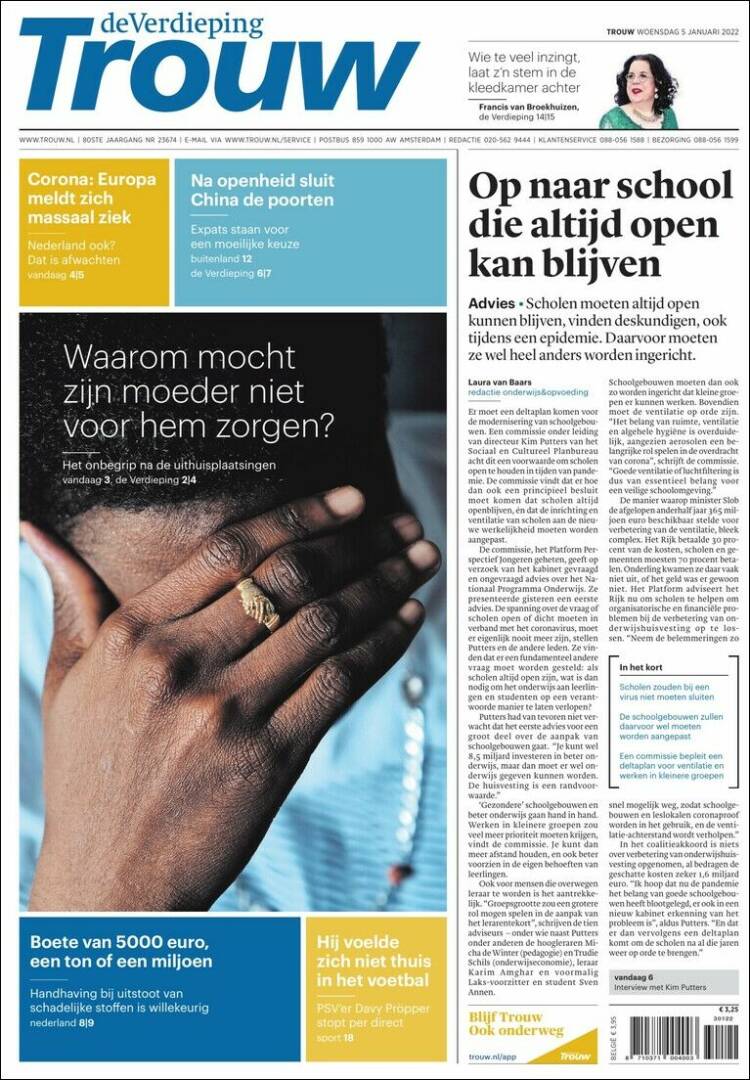 Portada de Trouw (Pa&iacute;ses Bajos)
