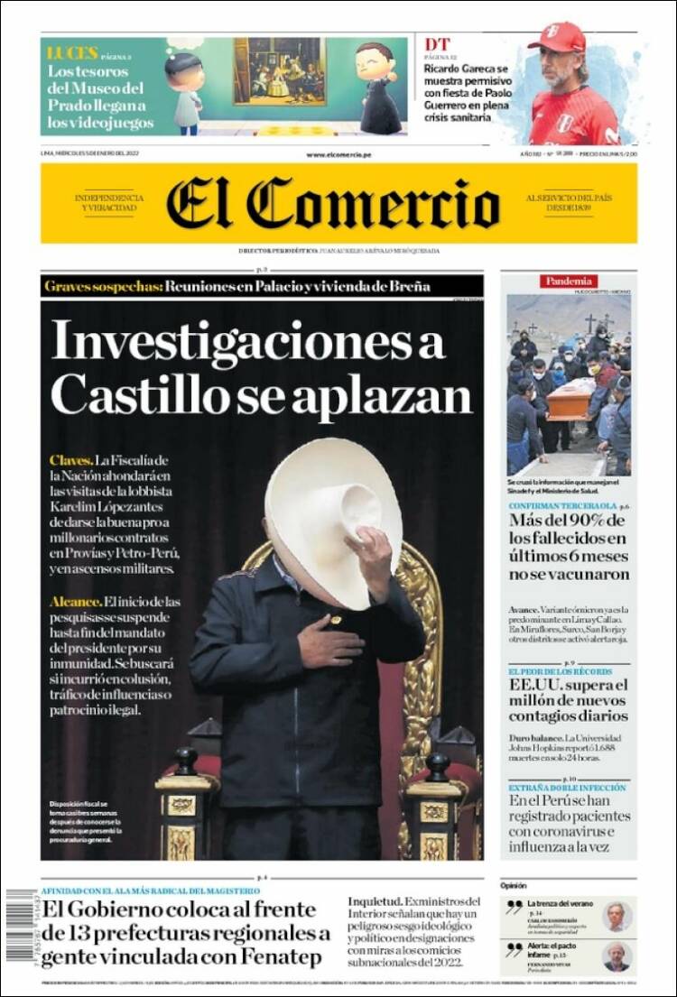 Portada de El Comercio (Per&uacute;)