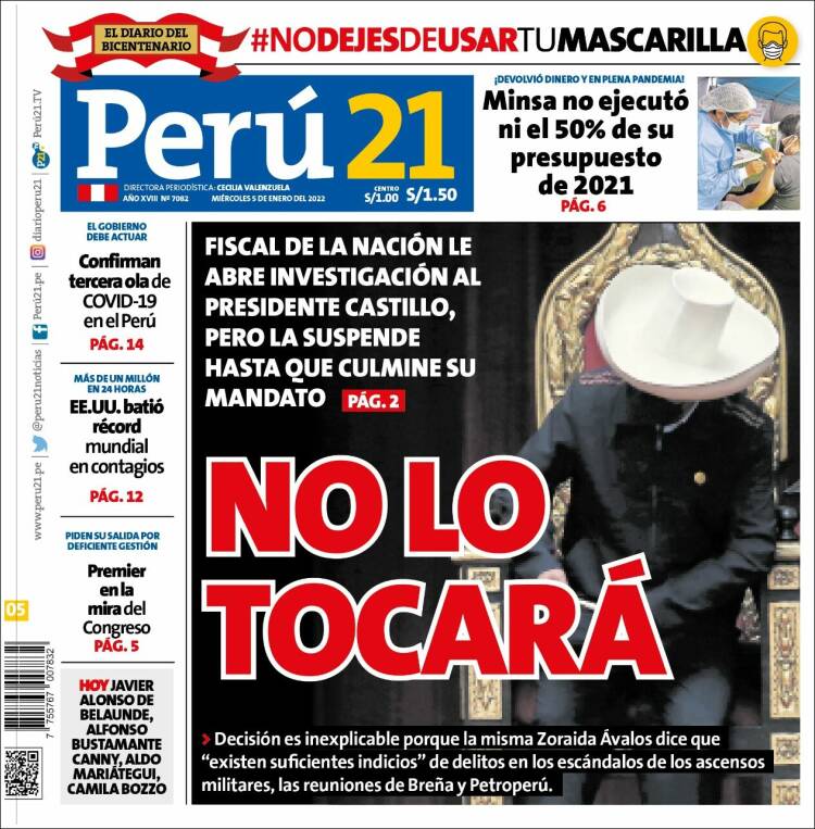 Portada de Perú 21 (Per&uacute;)