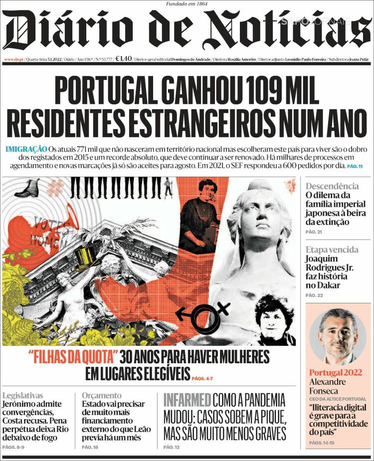 Portada de Diário de Noticias (Portugal)