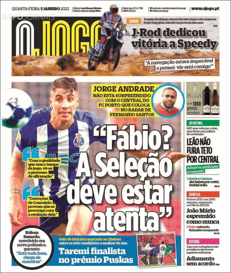 Portada de O Jogo (Portugal)
