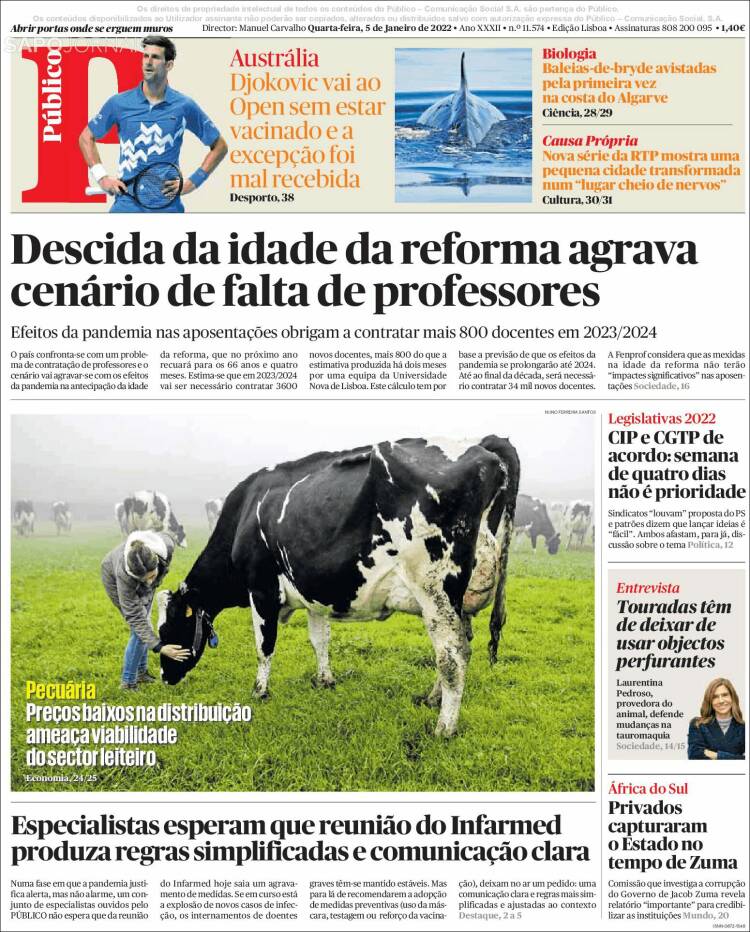 Portada de Público (Portugal)