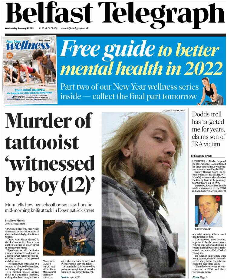 Portada de Belfast Telegraph (Reino Unido)