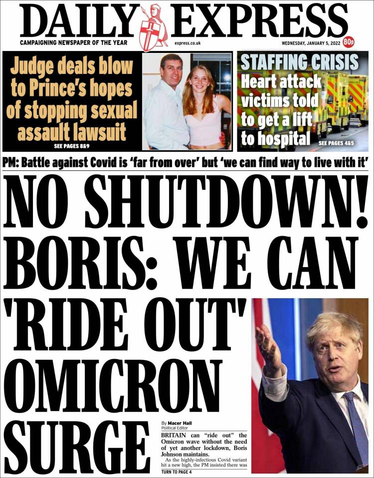 Portada de Daily Express (Reino Unido)