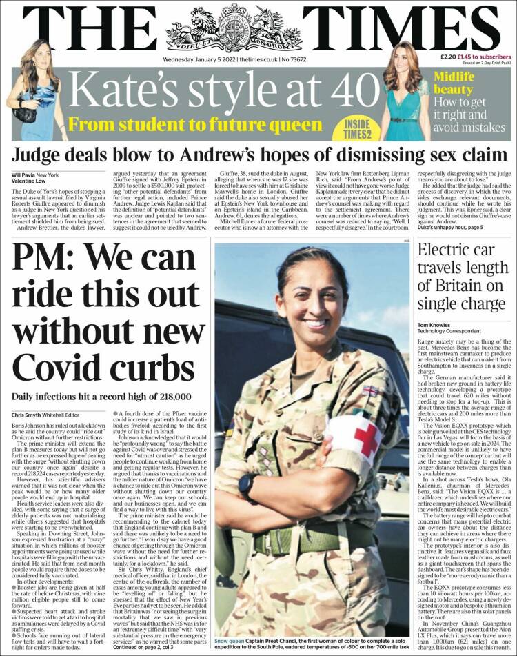 Portada de The Times (Reino Unido)