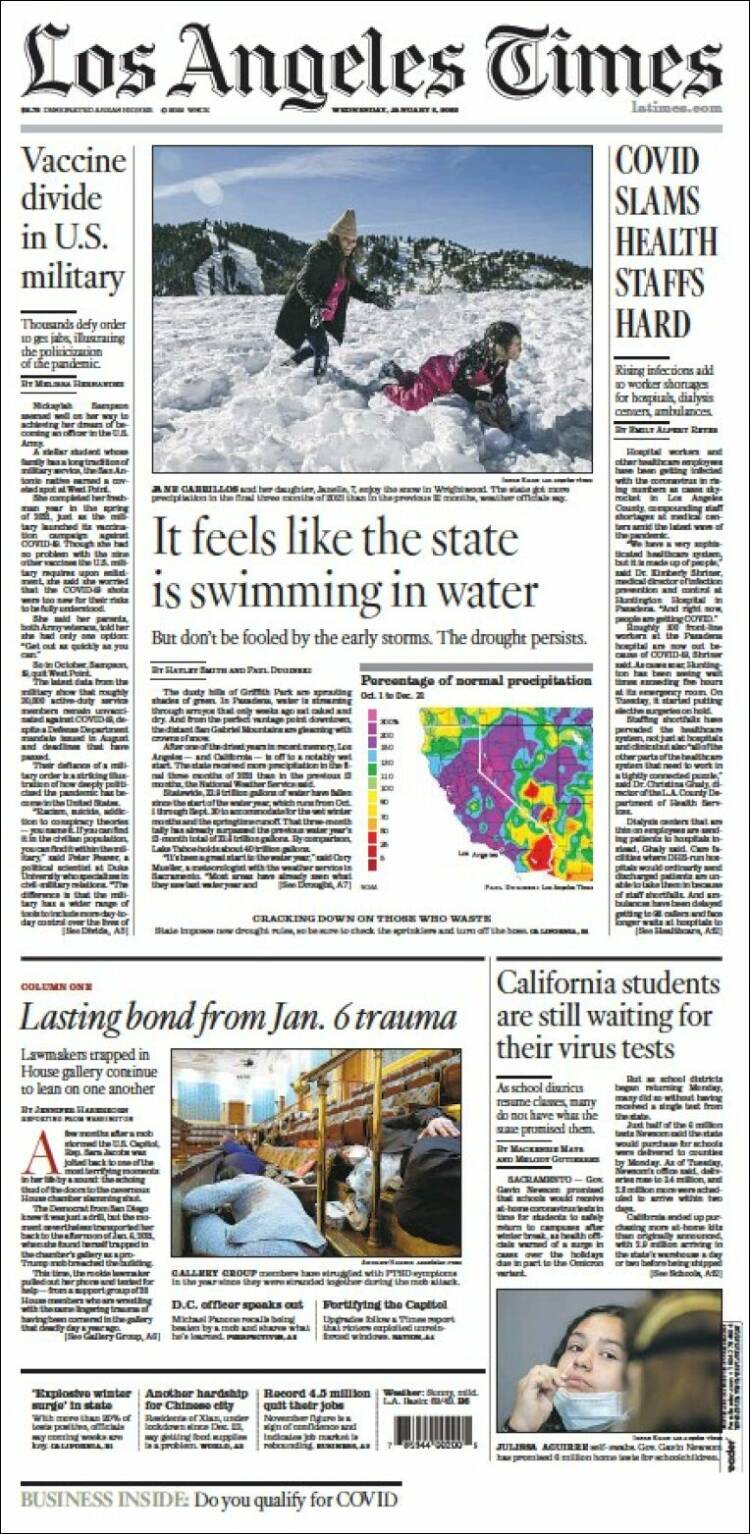 Portada de Los Angeles Times (USA)