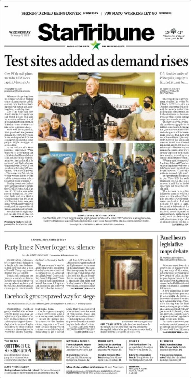 Portada de Star Tribune (USA)