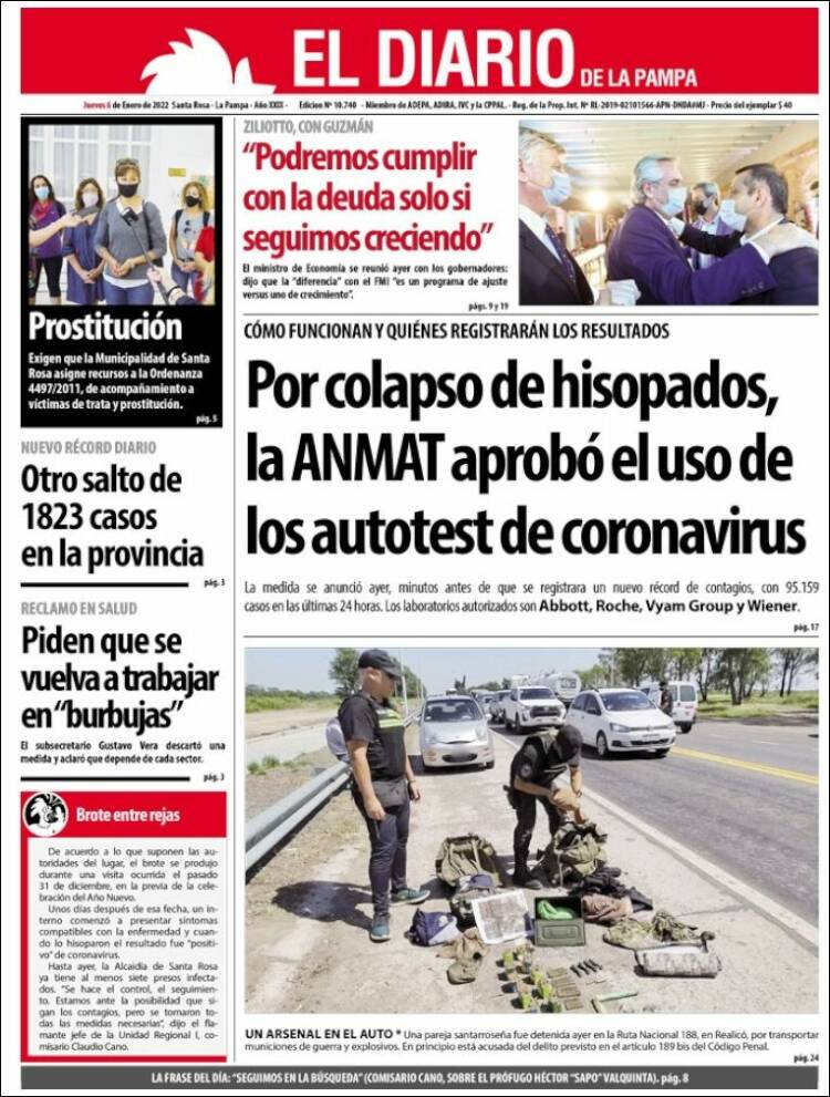 Portada de Diario de La Pampa (Argentina)