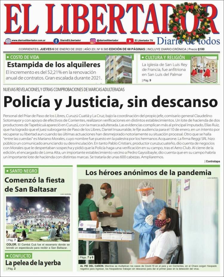 Portada de Diario El Libertador (Argentina)