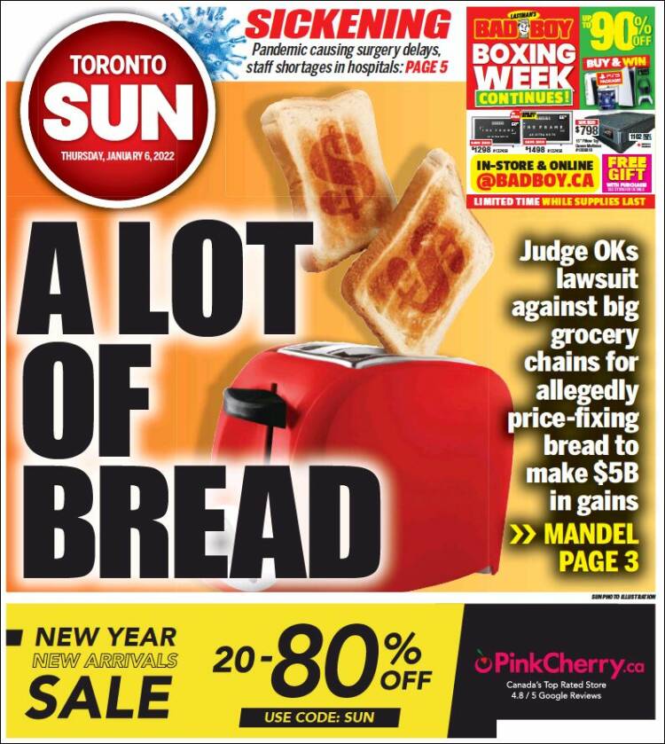 Portada de The Toronto Sun (Canadá)