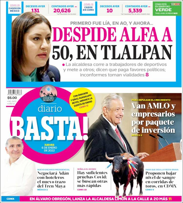 Portada de Diario Basta (México)