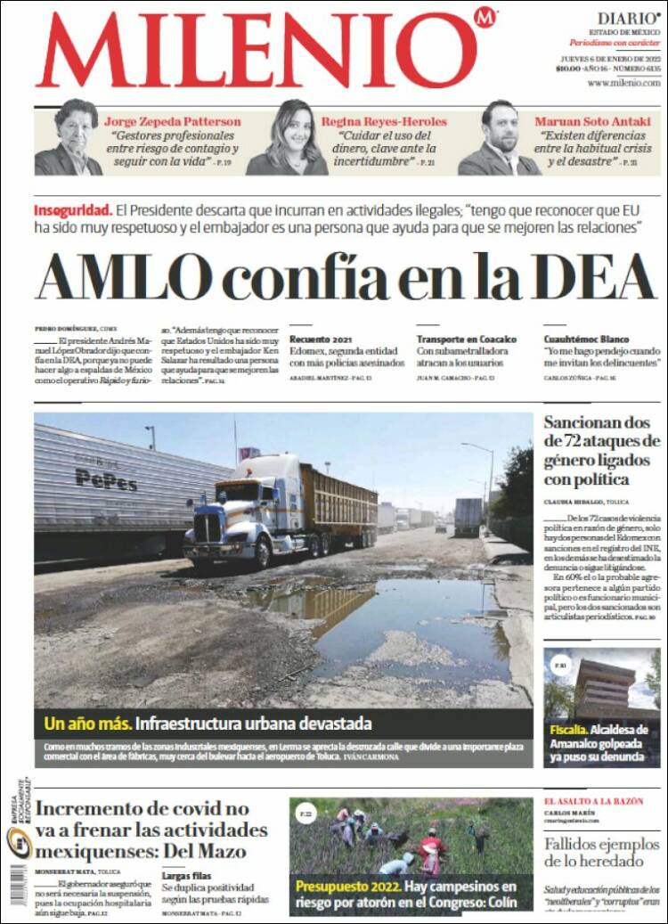 Portada de Milenio - Estado de México (México)