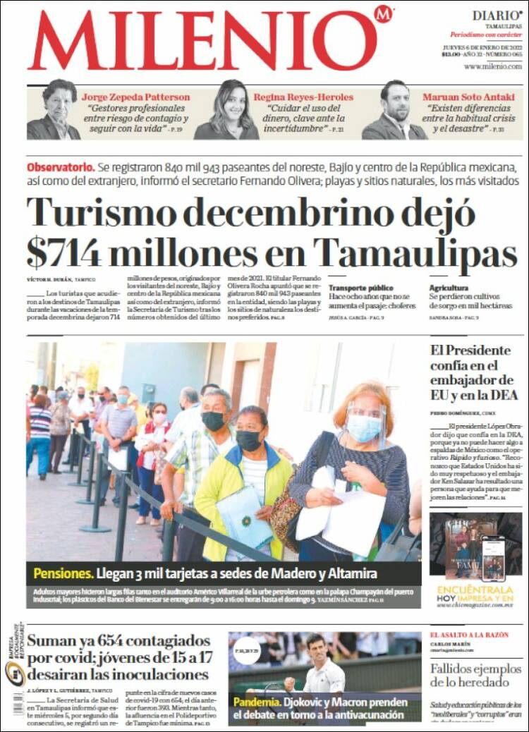 Portada de Milenio - Tamaulipas (México)