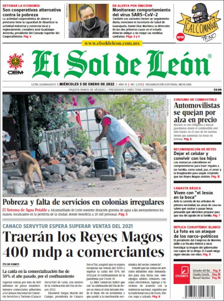 Portada de El Sol de León (México)