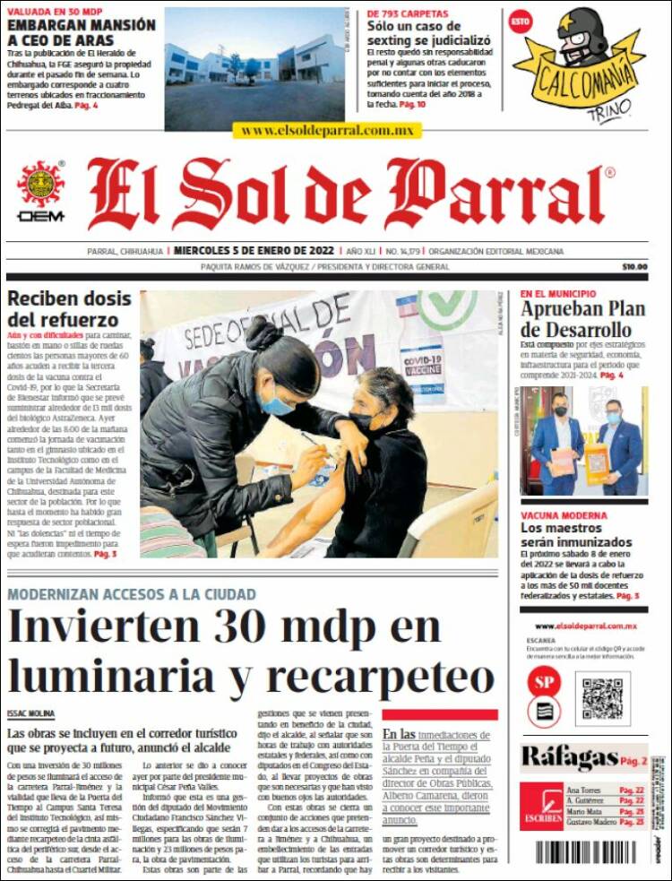 Portada de El Sol de Parral (México)