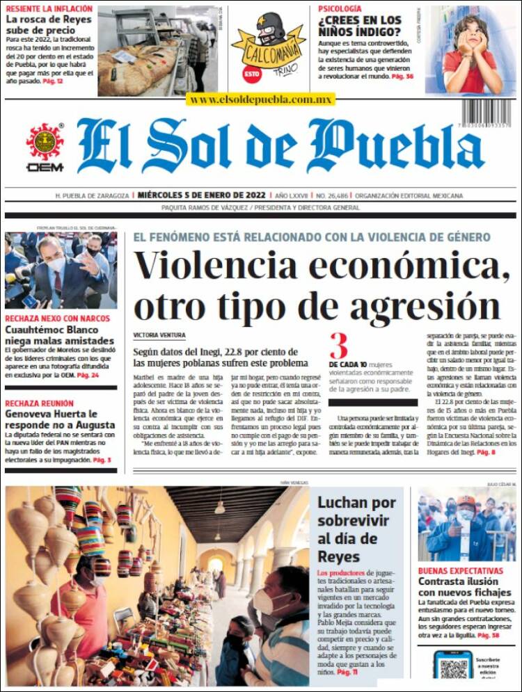 Portada de El Sol de Puebla (México)