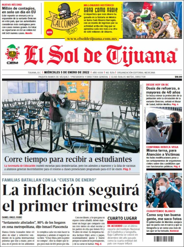 Portada de El Sol de Tijuana (México)