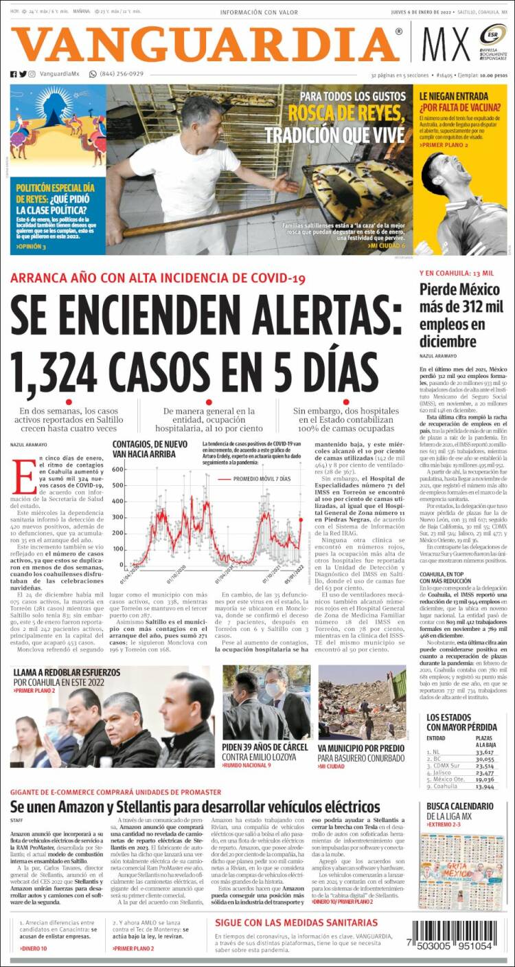 Portada de Vanguardia (México)