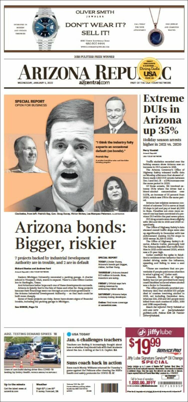 Portada de Arizona Republic News (USA)