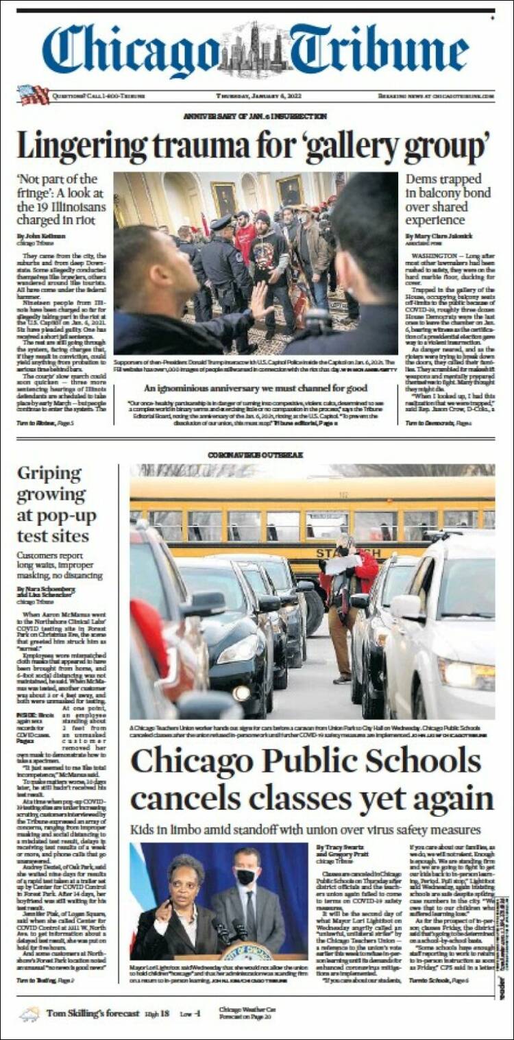 Portada de Chicago Tribune (USA)