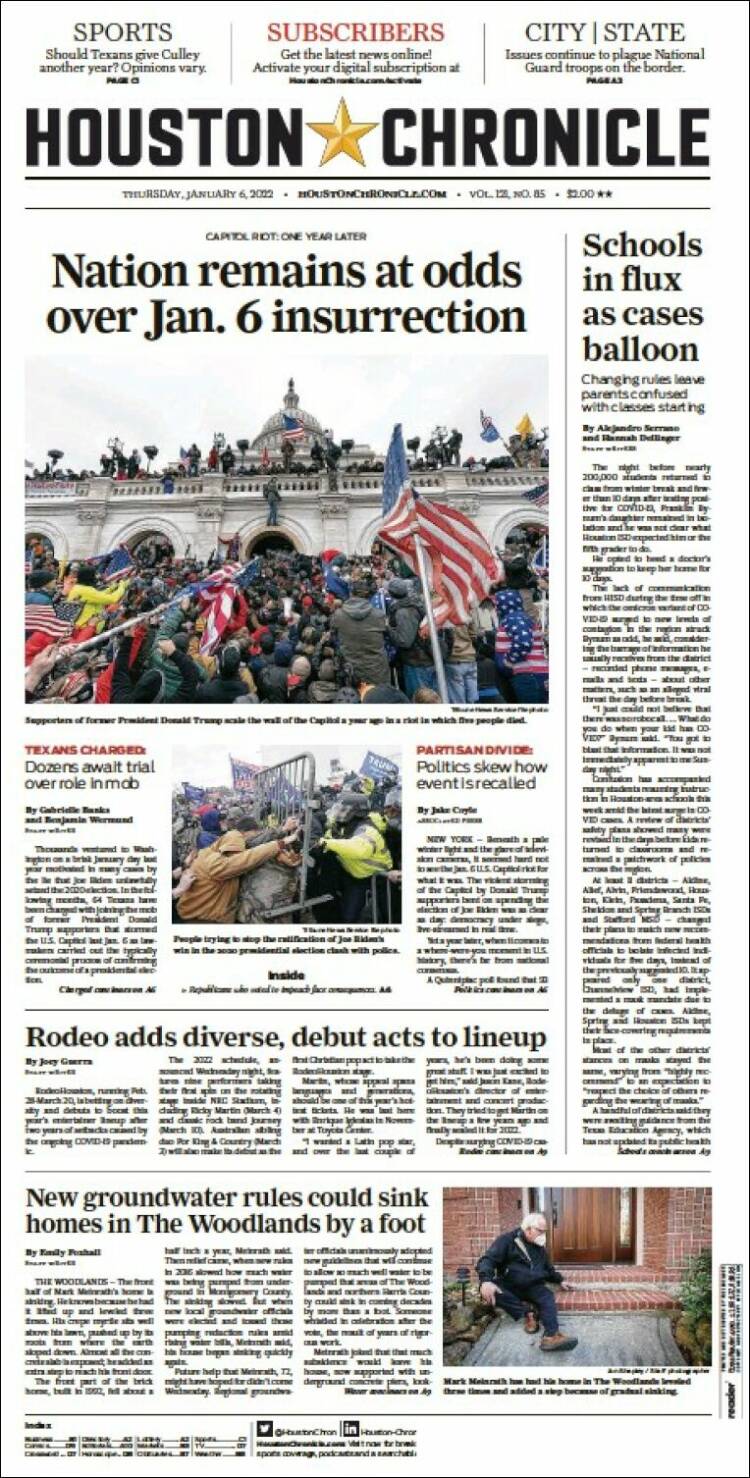 Portada de Houston Chronicle (USA)