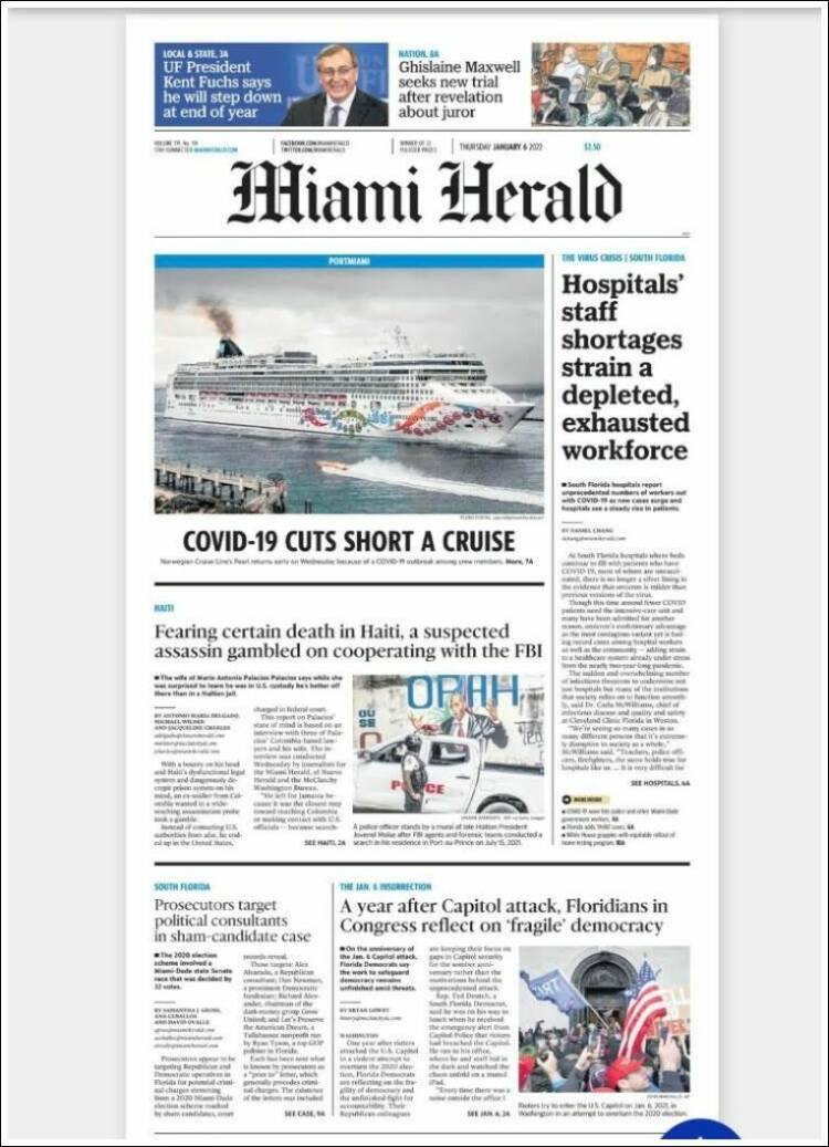 Portada de Miami Herald (USA)