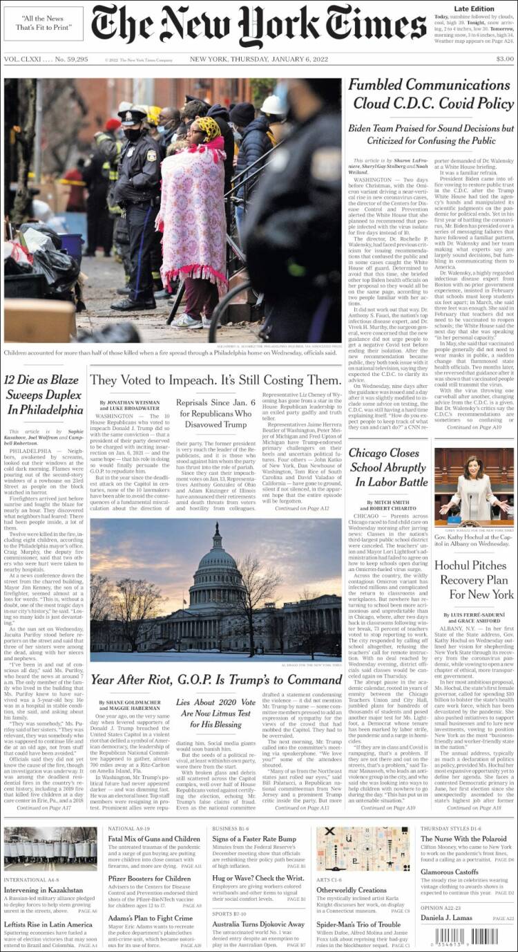 Portada de New York Times (USA)