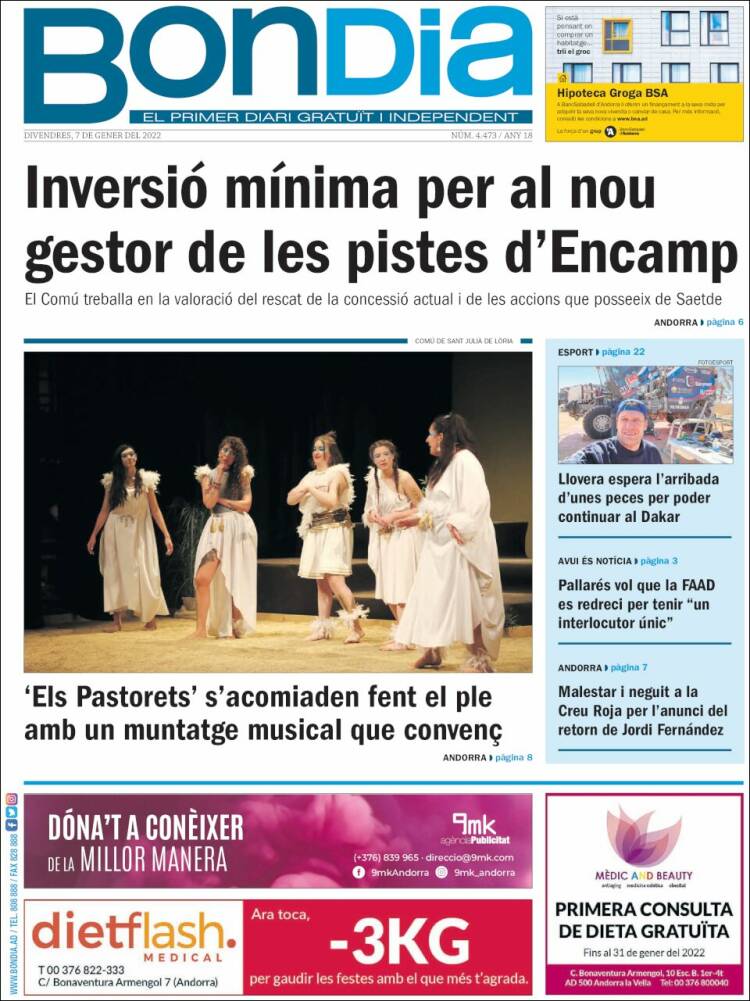 Portada de Diari Bondia (Andorra)