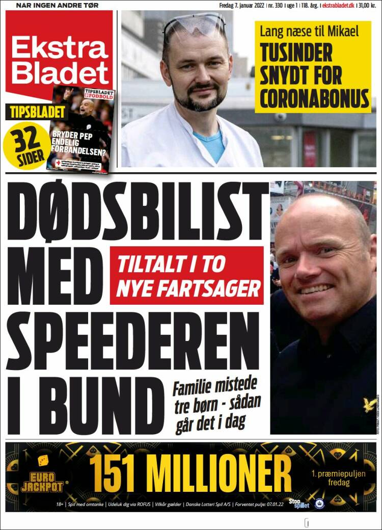 Portada de Ekstra Bladet (Dinamarca)