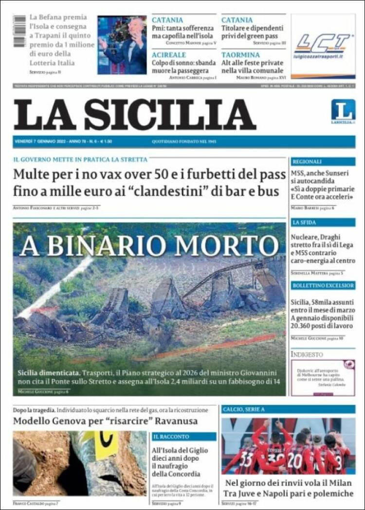 Portada de La Sicilia (Italia)