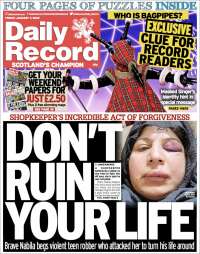 Portada de Daily Record (Reino Unido)