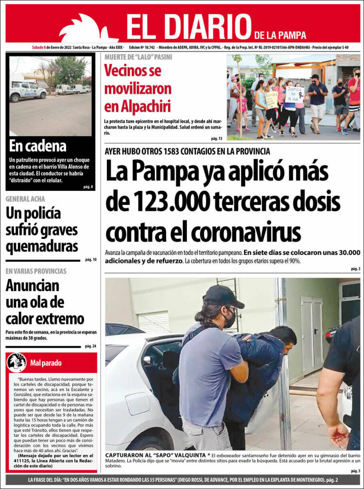 Portada de Diario de La Pampa (Argentina)