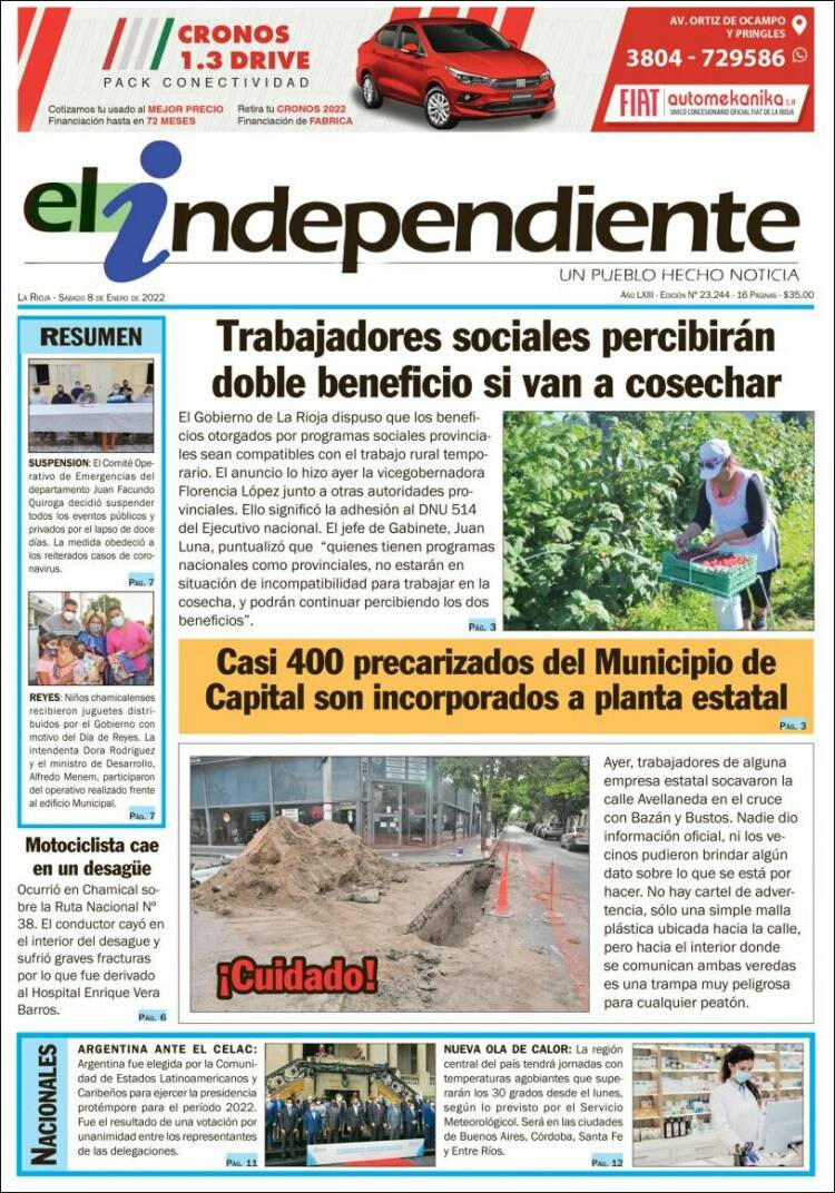 Portada de El Independiente (Argentina)