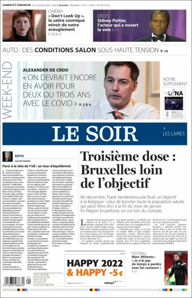 Portada de Le Soir (B&eacute;lgica)