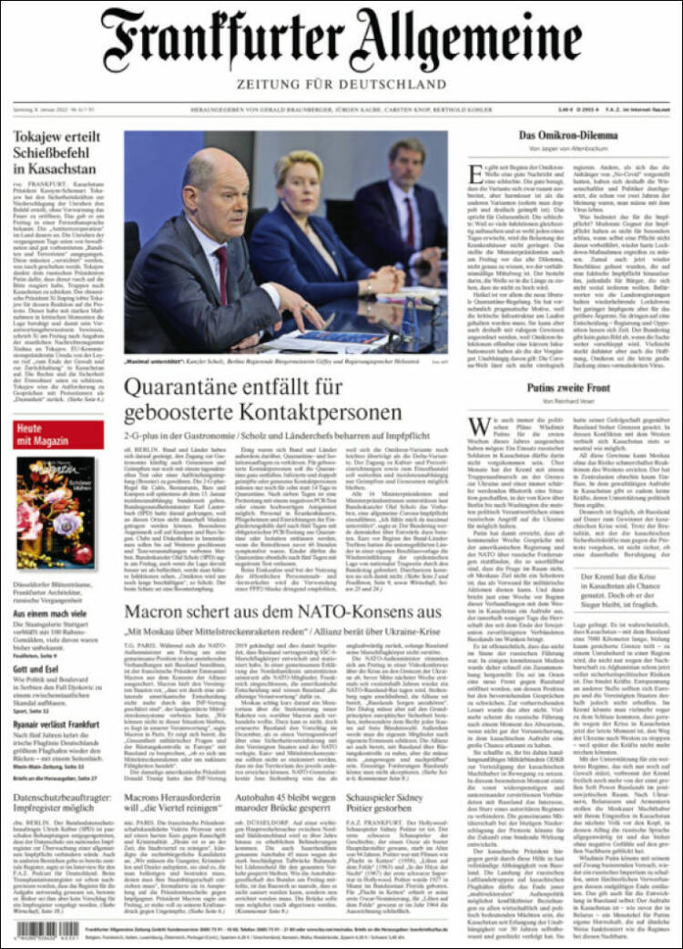 Portada de Frankfurter Allgemeine (Alemania)