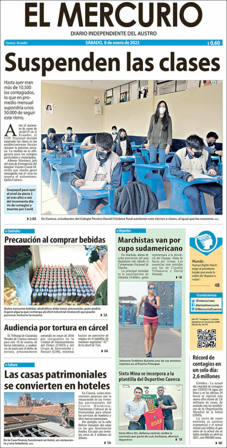 Portada de Diario El Mercurio (Ecuador)
