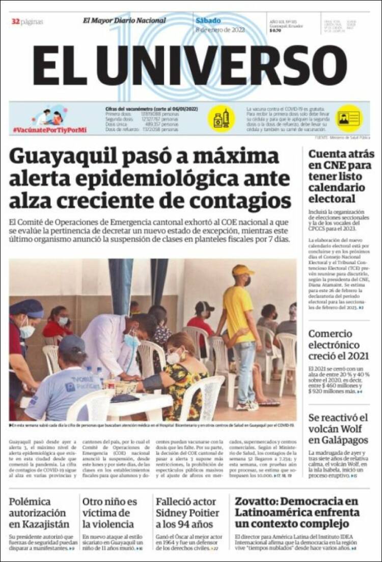 Portada de El Universo - Ecuador (Ecuador)