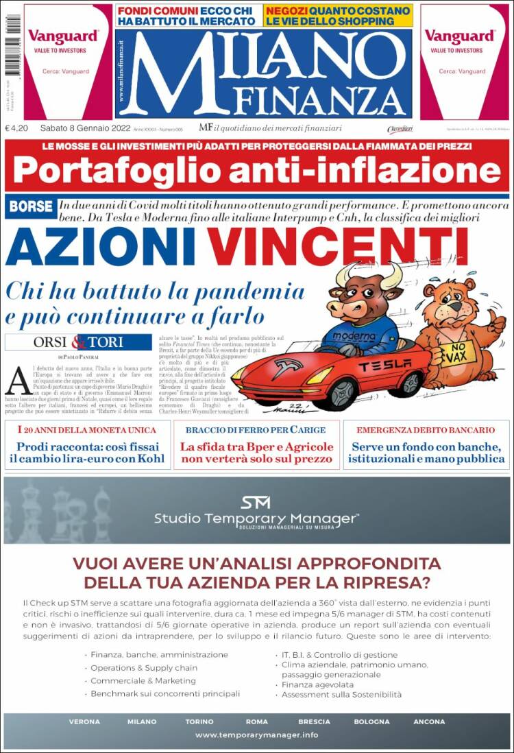 Portada de Milano Finanza (Italia)