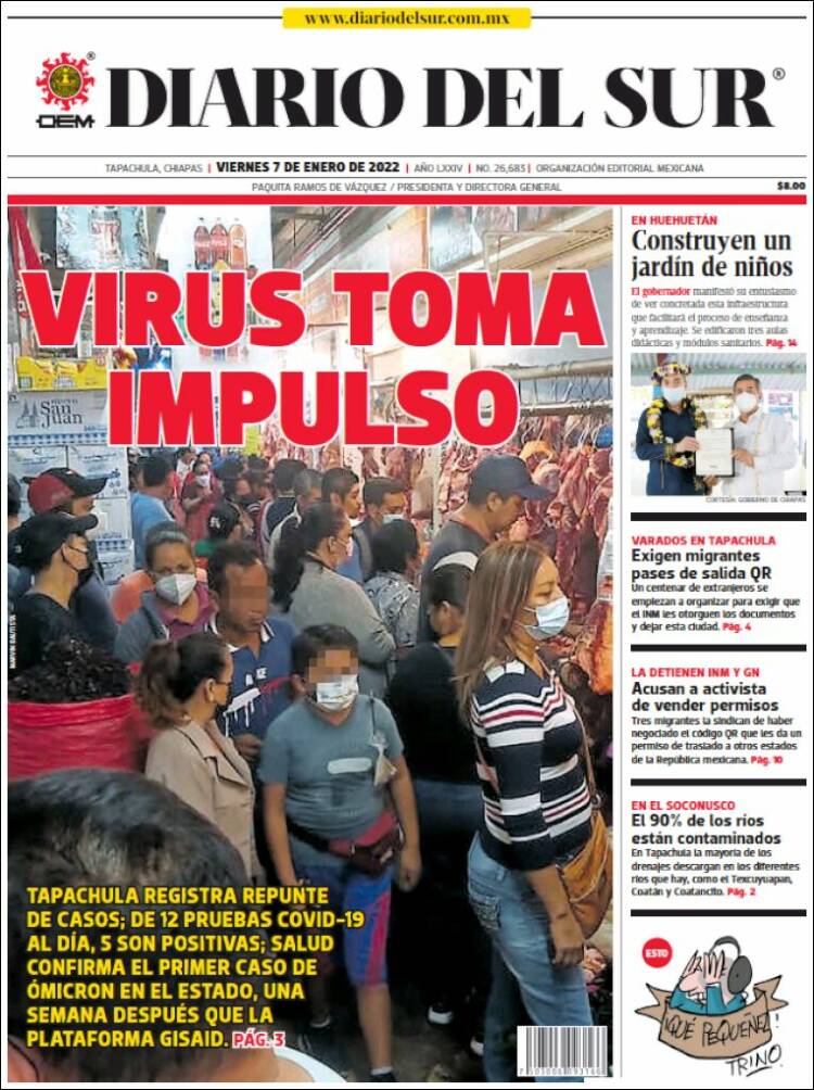 Portada de El Diario del Sur (México)