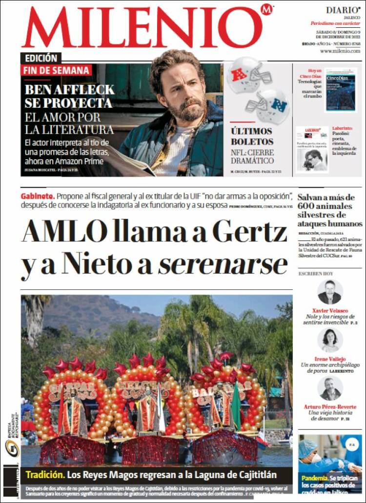 Portada de Milenio - Jalisco (México)