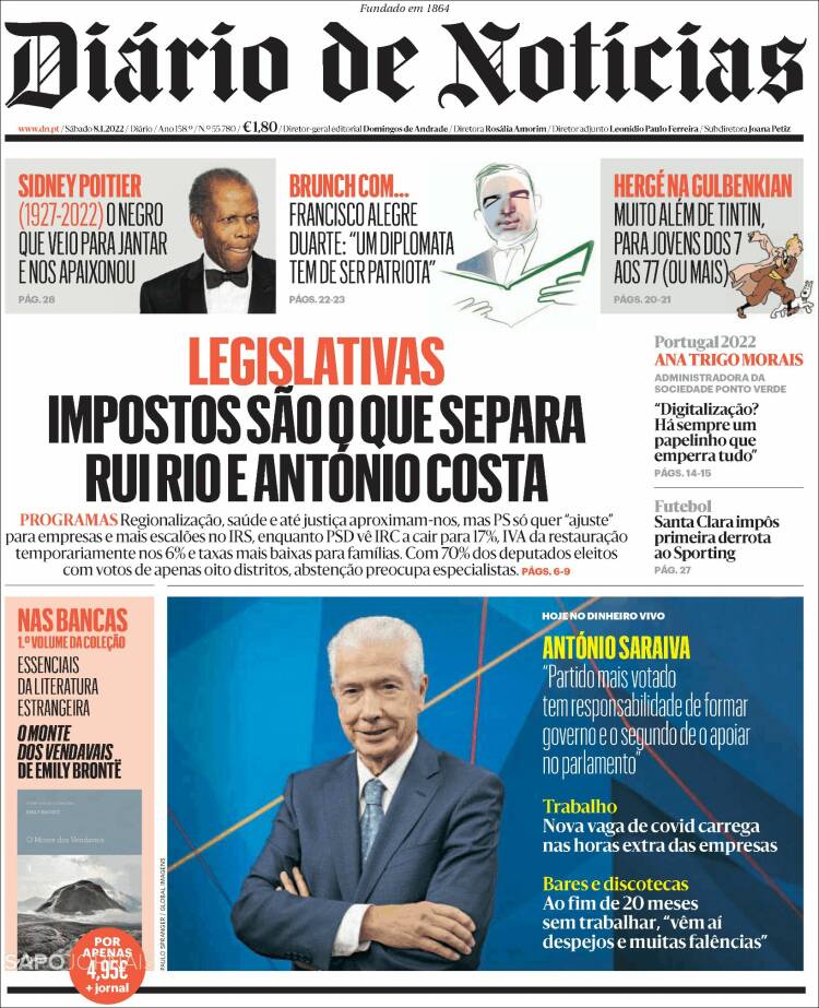 Portada de Diário de Noticias (Portugal)
