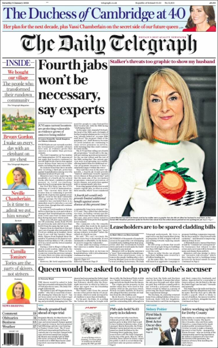 Portada de Daily Telegraph (Reino Unido)