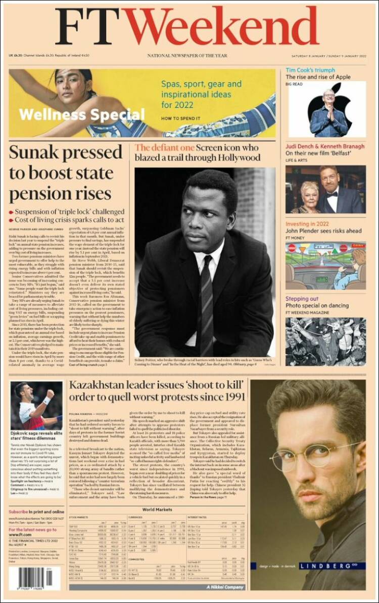 Portada de Financial Times (Reino Unido)